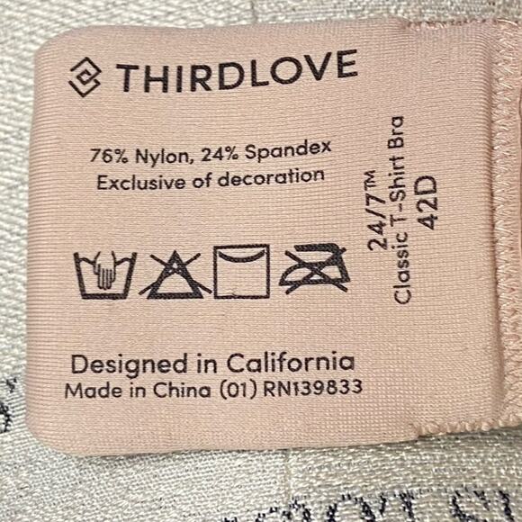 ThirdLove 24/7 Classic T-Shirt Bra In Taupe Women’s Size 42D New With Tags - Picture 8 of 14